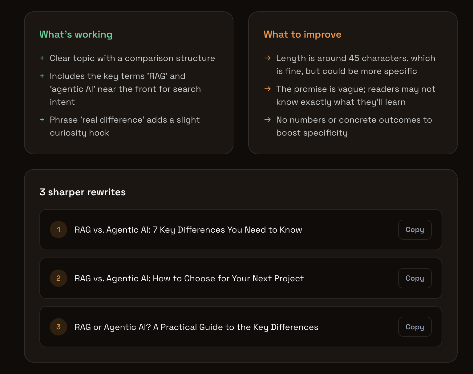 What’s working, what to improve, and 3 sharper rewrites